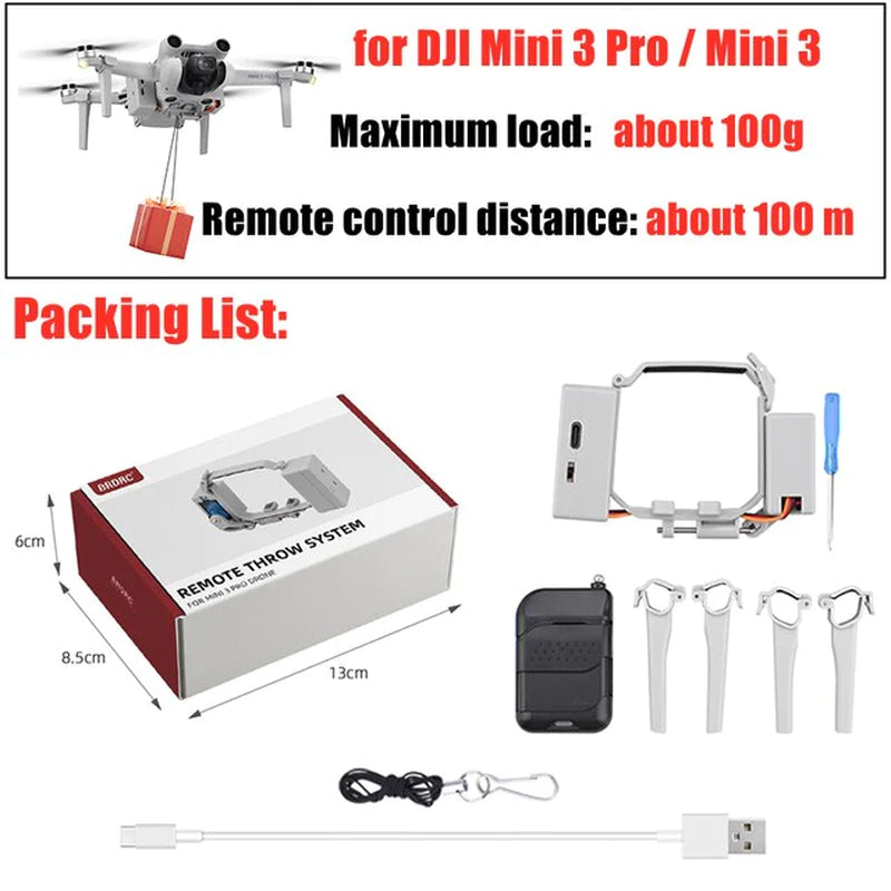 Airdrop System for DJI Mavic 3/2 Pro Zoom AIR 2 Mini 2/Mini 3 Drone Fishing Bait Wedding Ring Gift Deliver Life Rescue Thrower